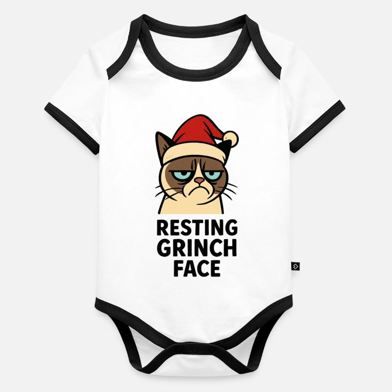 Noël Pas content râleur  Body Bébé bio contrasté manches courtes