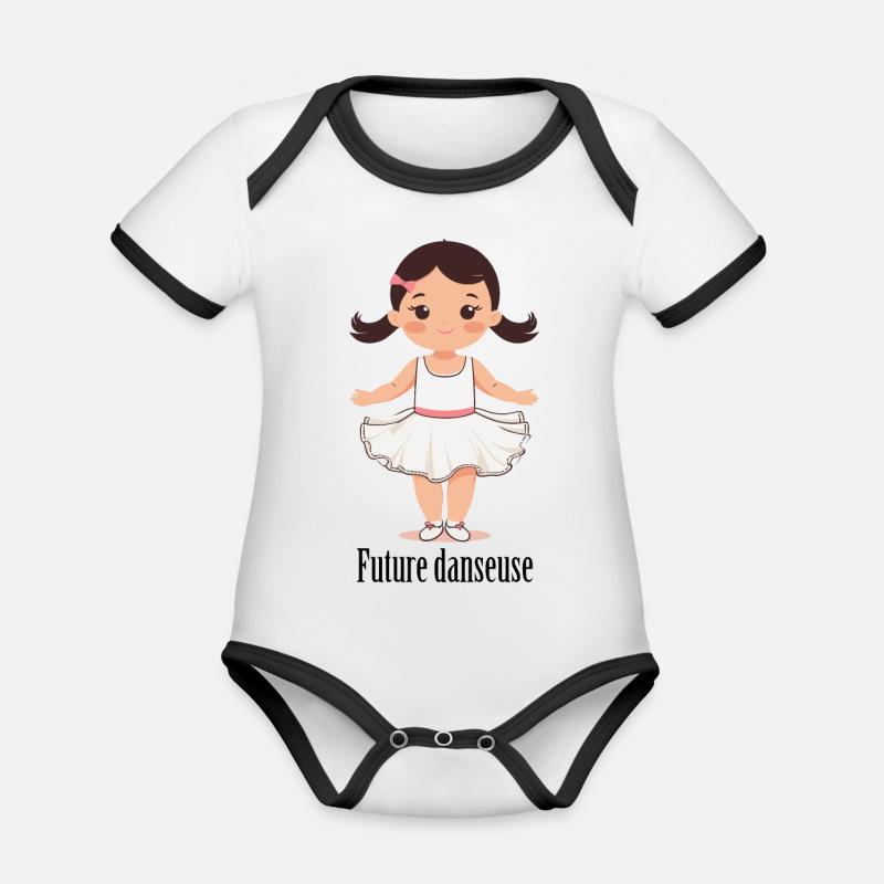 Future danseuse - Body Bébé bio contrasté manches courtes - blanc/noir