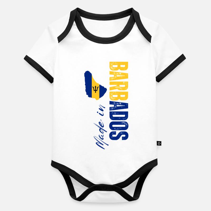 Fabriqué à la Barbade, design vertical Body Bébé bio contrasté manches courtes