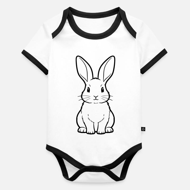 Page à colorier de plan de type « Bunny Sitting » Body Bébé bio contrasté manches courtes