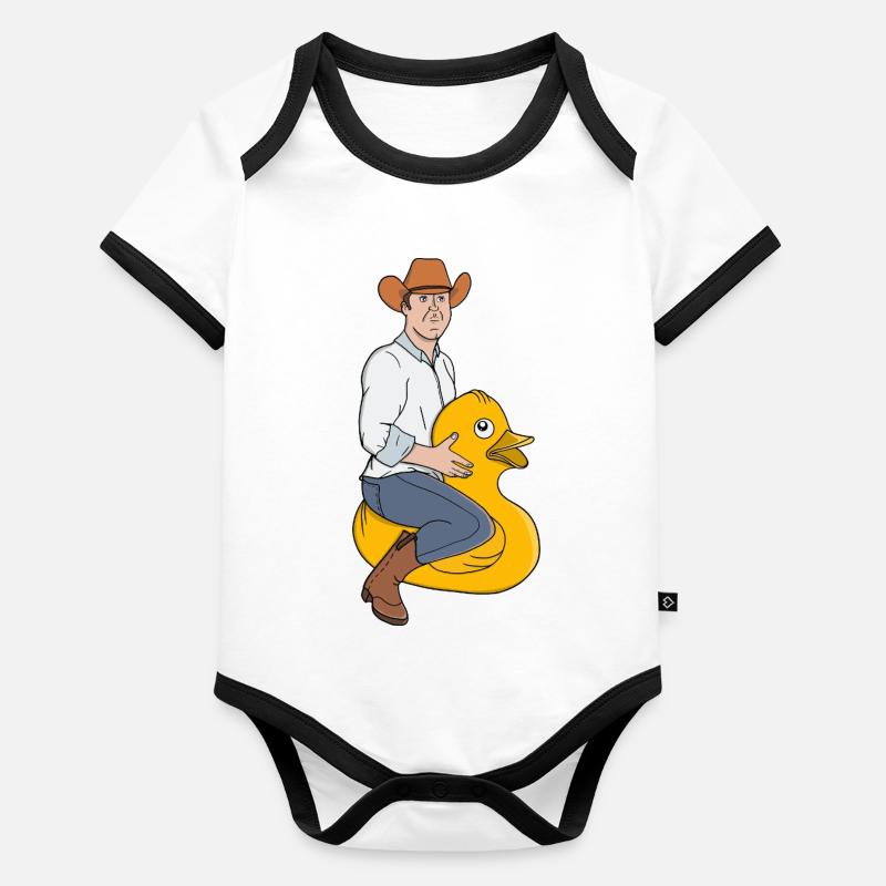 Cowboy Rider on Rubber Duck Organic Baby Contrasting Bodysuit