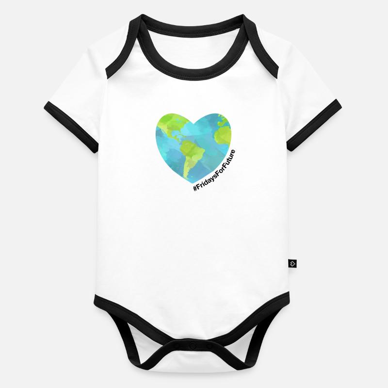 Fridays For Future Erde Herz Baby Bio-Kurzarm-Kontrastbody