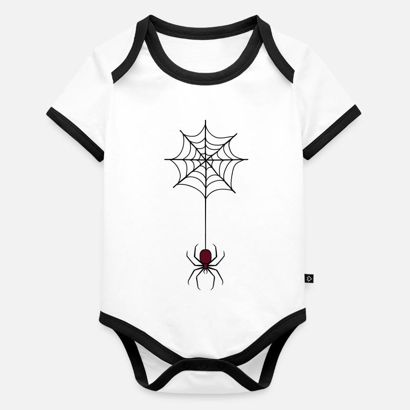 Araignée d’Halloween effrayante dans la toile 3 Body Bébé bio contrasté manches courtes