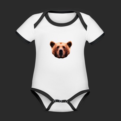 Low-Poly Bear - Baby Bio-Kurzarm-Kontrastbody