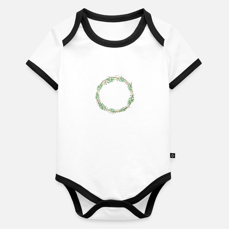 Couronne Rustique personnalisable Body Bébé bio contrasté manches courtes