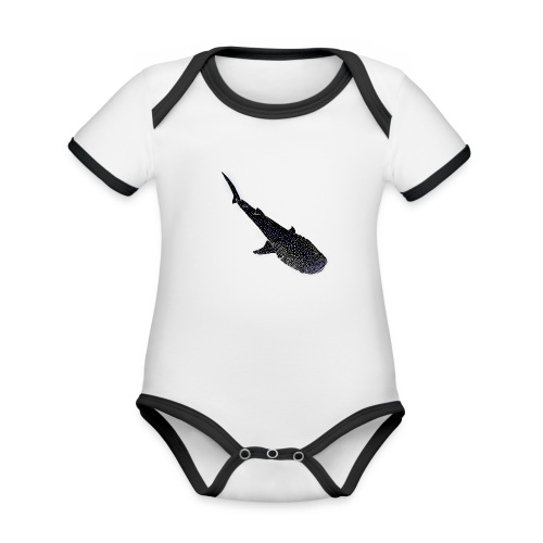 Walhai, schwarz/weiß-Zeichnung - Baby Bio-Kurzarm-Kontrastbody