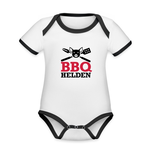 logo bbq-helden op wit - Baby contrasterend bio-rompertje met korte mouwen
