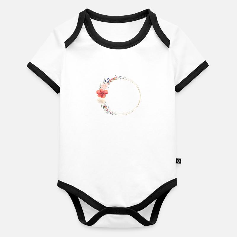 Field flower wreath Boho customizable - Organic Baby Contrasting Bodysuit - undefined