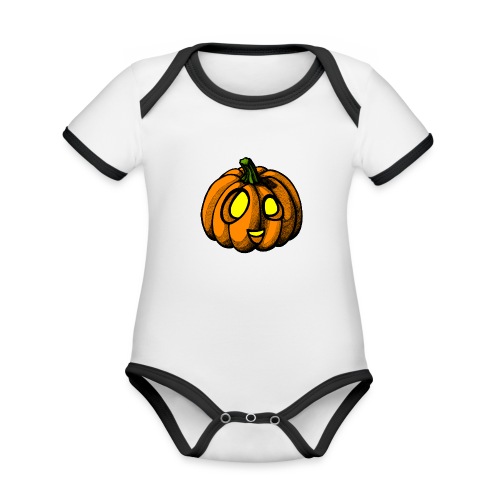 Pumpkin Halloween scribblesirii - Kortærmet økologisk babybody i kontrastfarver