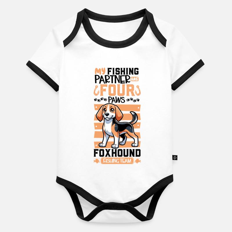 Pêche et foxhound anglais Body Bébé bio contrasté manches courtes