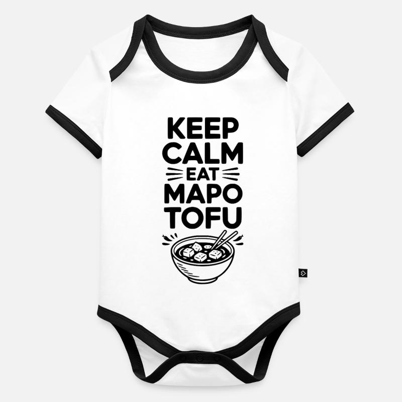 Reste calme Mange du mapo tofu Body Bébé bio contrasté manches courtes