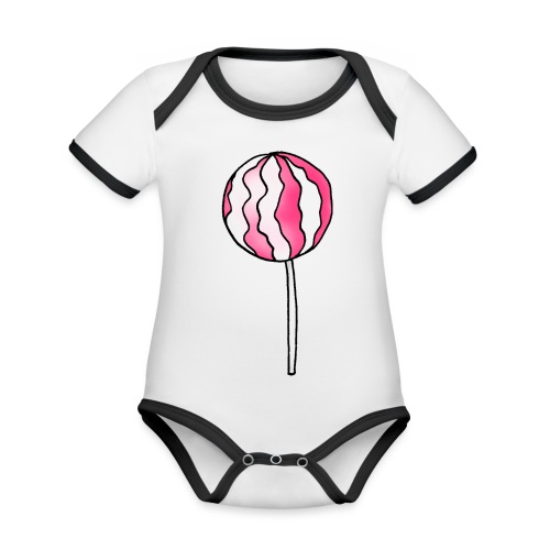 Lollipop Erdbeer-Sahne - Baby Bio-Kurzarm-Kontrastbody