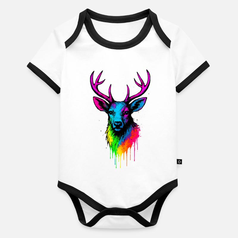 Rainbow Deer Neon Splash Organic Baby Contrasting Bodysuit
