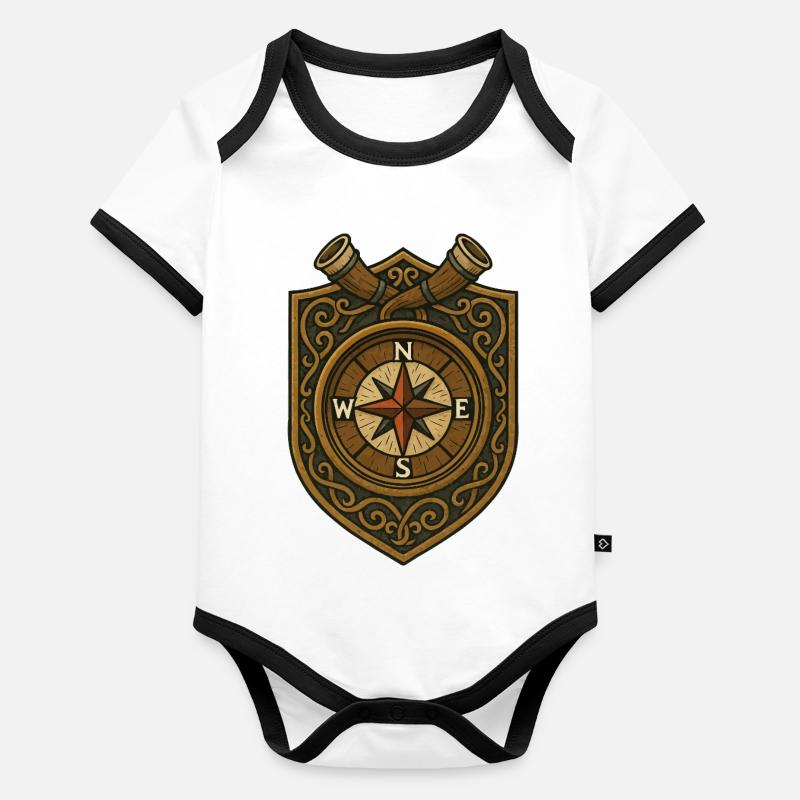 Wikinger Kompass Wappen Baby Bio-Kurzarm-Kontrastbody
