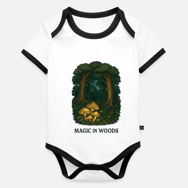 Magic in the forest with mushrooms Organic Baby Contrasting Bodysuit
