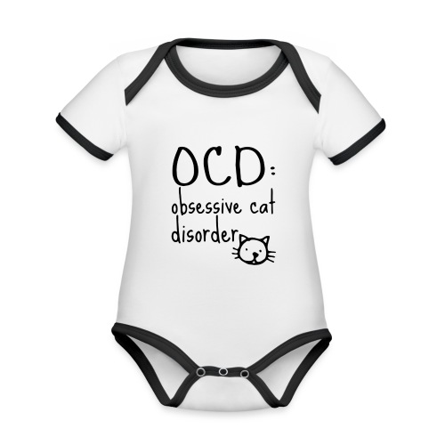 Obsessive-Cat-Disorder - Baby contrasterend bio-rompertje met korte mouwen