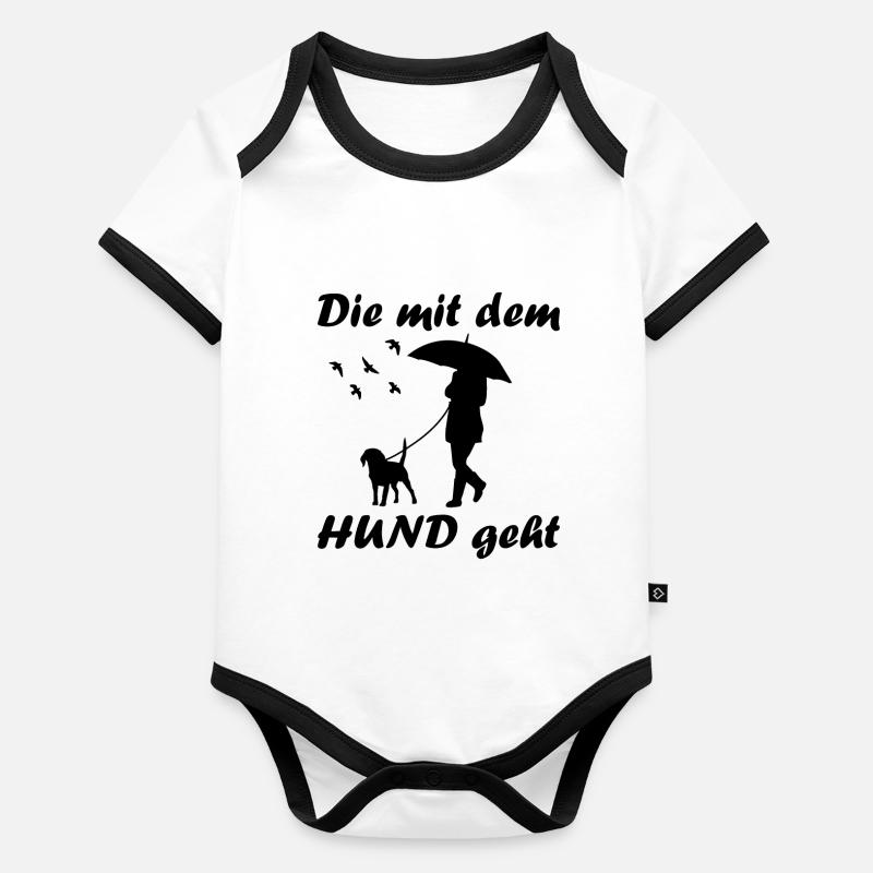 Die mit dem Hunde geht in der Natur Baby Bio-Kurzarm-Kontrastbody