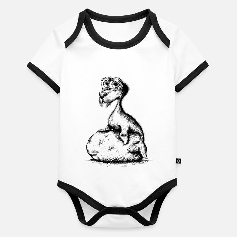 phoque flou Body Bébé bio contrasté manches courtes