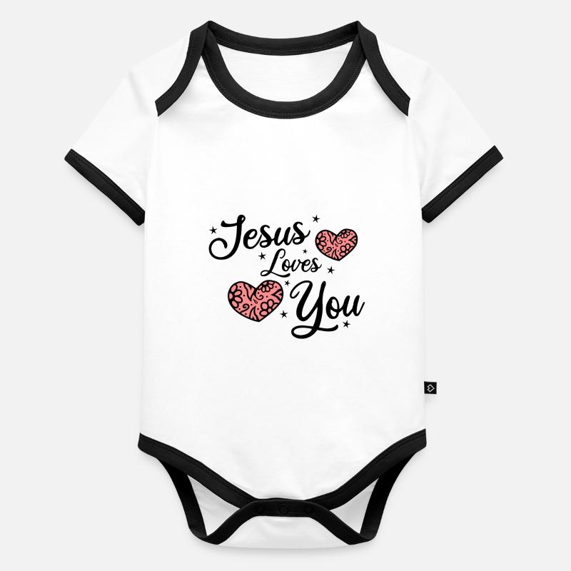 Jésus vous aime Body Bébé bio contrasté manches courtes
