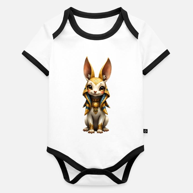 Le Lapin Guerrier en armure dorée Body Bébé bio contrasté manches courtes