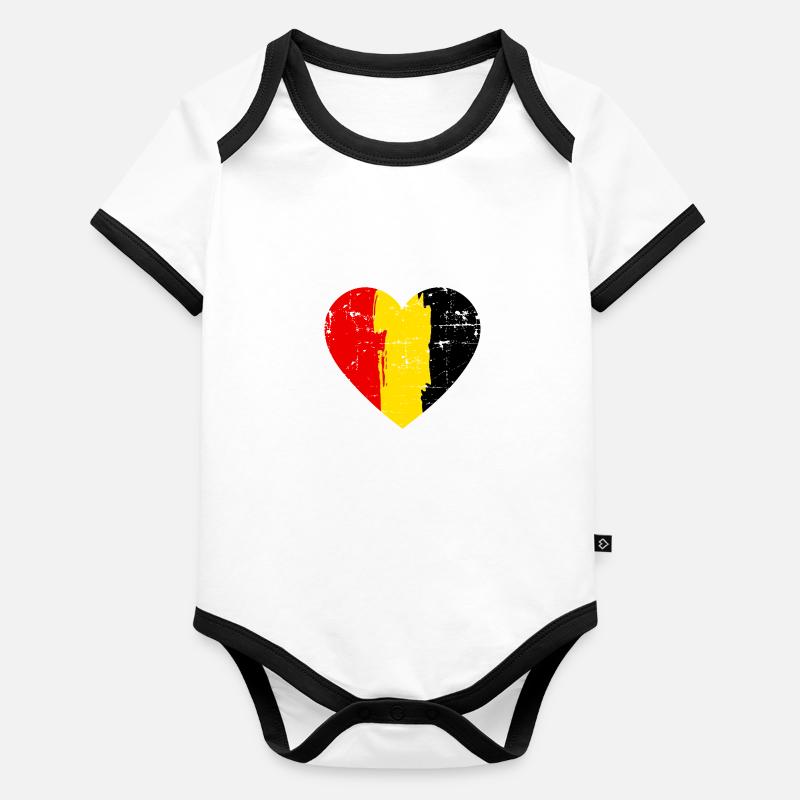 Drapeau du Cœur de Belgique Body Bébé bio contrasté manches courtes