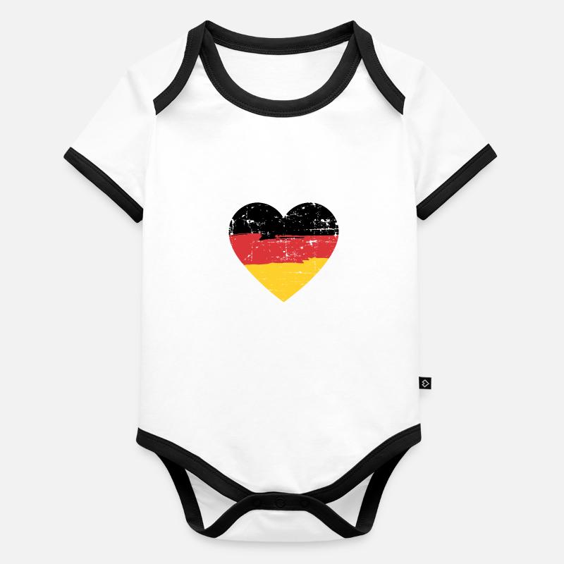 Deutschland Herz Flagge Baby Bio-Kurzarm-Kontrastbody
