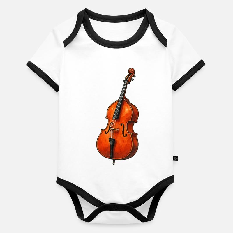 Violon aquarelle Body Bébé bio contrasté manches courtes