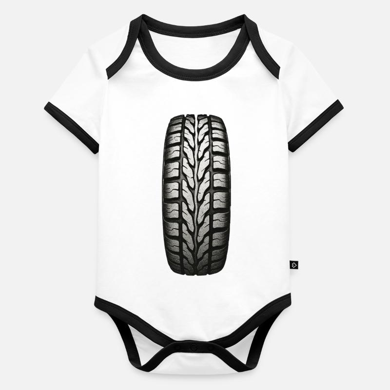 Tire Tread Pattern Organic Baby Contrasting Bodysuit