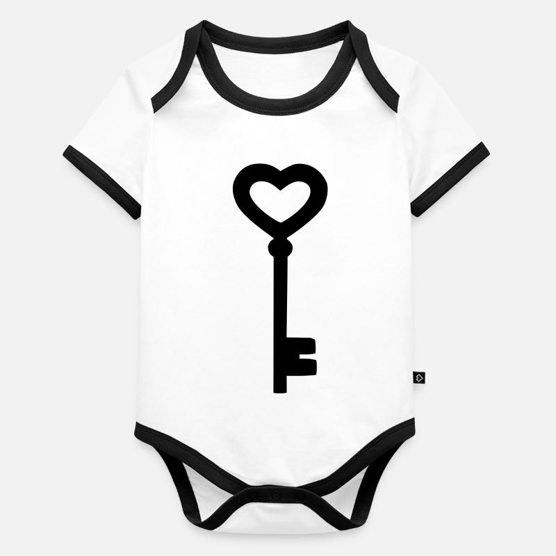 The heart key Organic Baby Contrasting Bodysuit