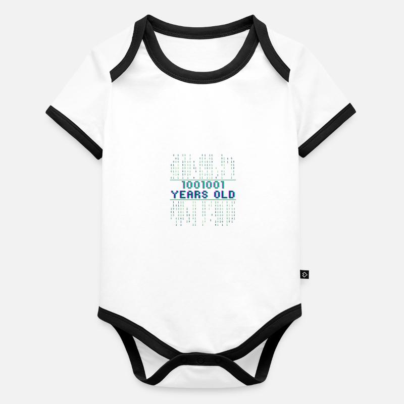 73rd Birthday 73 years old Binary Code Coder Organic Baby Contrasting Bodysuit