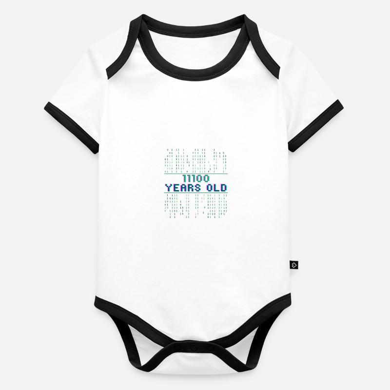 28th Birthday 28 years old Binary Code Coder Organic Baby Contrasting Bodysuit