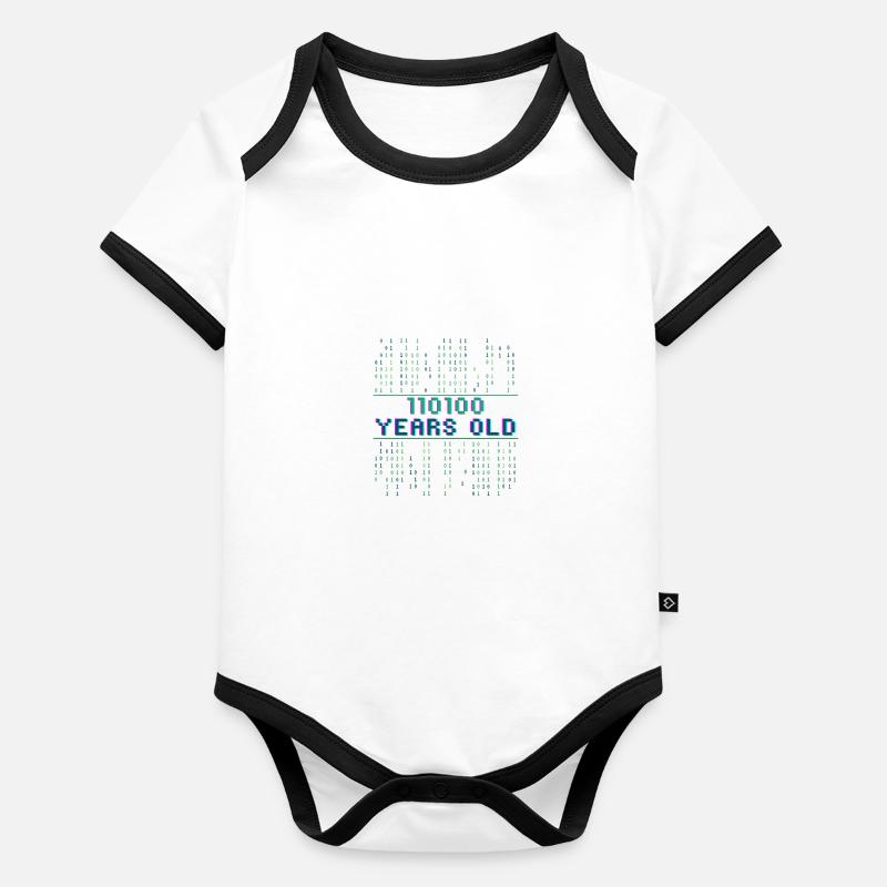 52. Geburtstag 52 Jahre alt Binärcode Informatik Baby Bio-Kurzarm-Kontrastbody