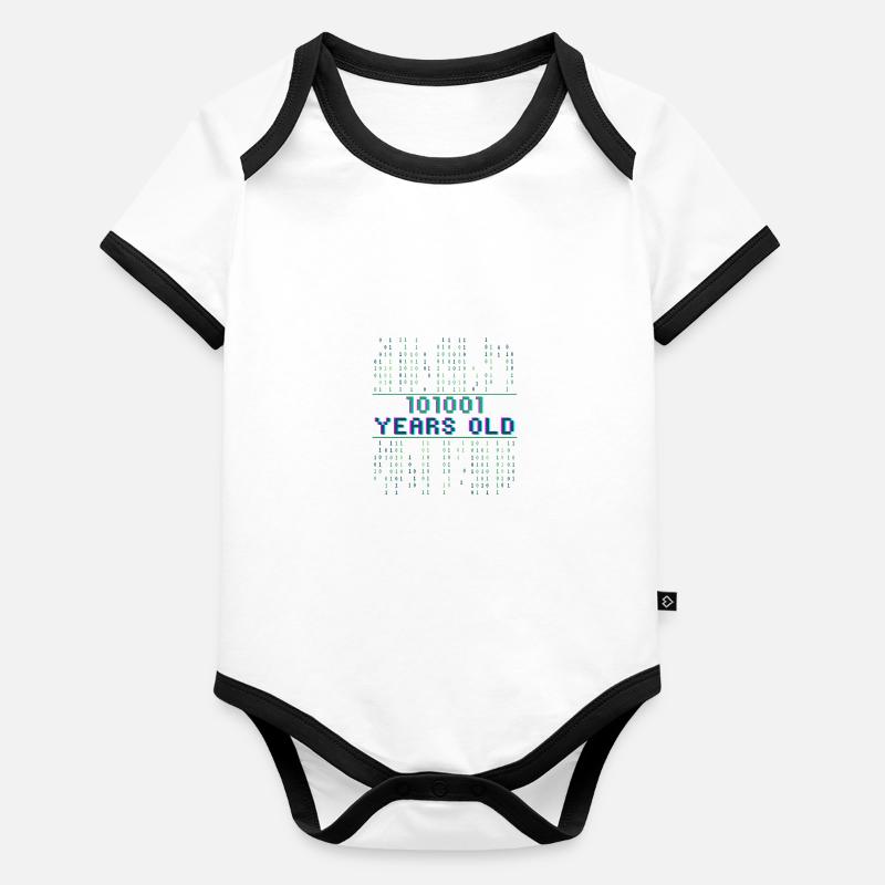 41st Birthday 41 Year Old Binary Code Coder Organic Baby Contrasting Bodysuit