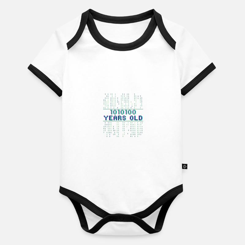 84th Birthday 84 years old Binary Code Computer Science Organic Baby Contrasting Bodysuit