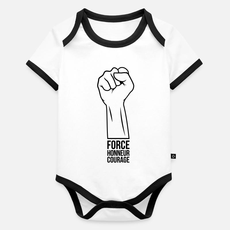Force Honneur Courage Body Bébé bio contrasté manches courtes