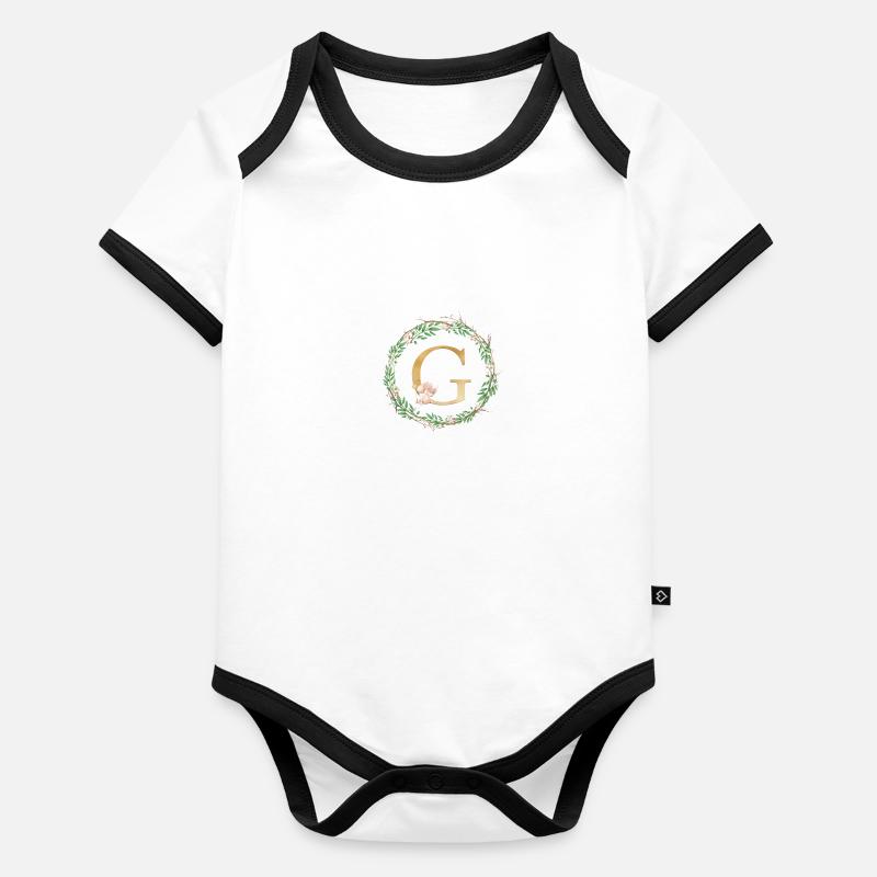 Personalisierbar Monogramm G Baby Bio-Kurzarm-Kontrastbody