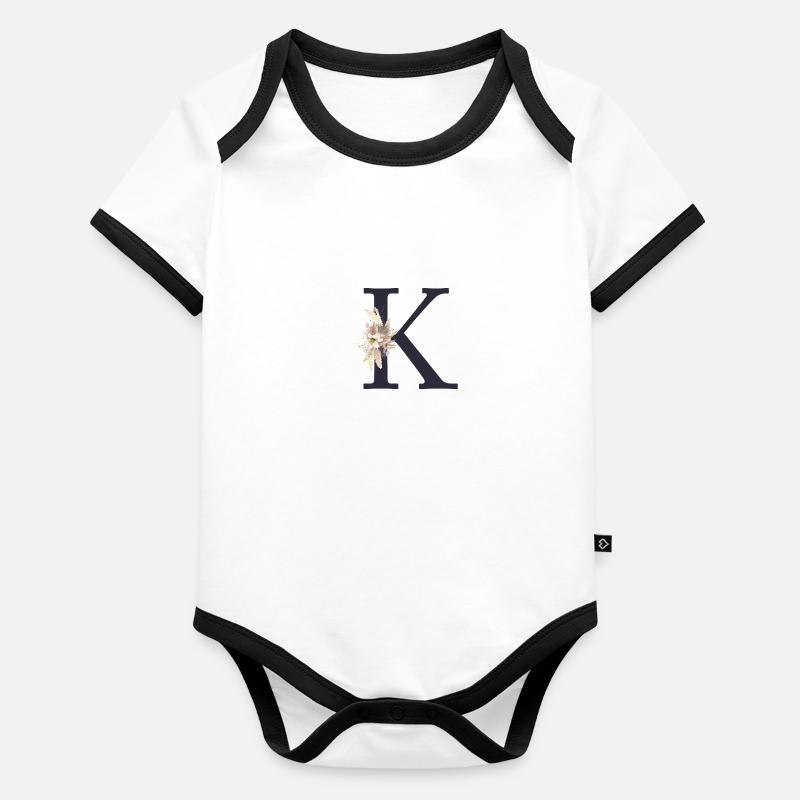 Customizable Monogram K Floral Organic Baby Contrasting Bodysuit