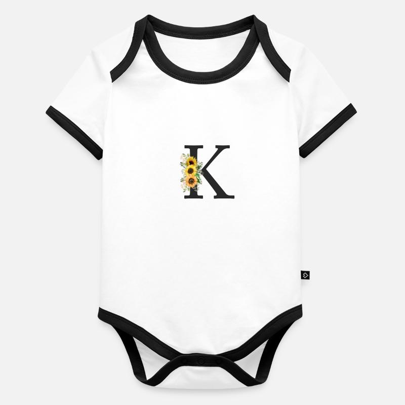 K Monogram Sunflowers Organic Baby Contrasting Bodysuit