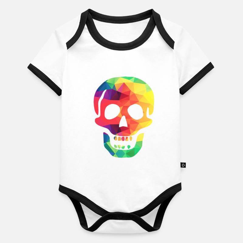 Crâne coloré Body Bébé bio contrasté manches courtes