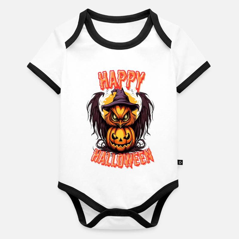 Joyeux halloween Body Bébé bio contrasté manches courtes
