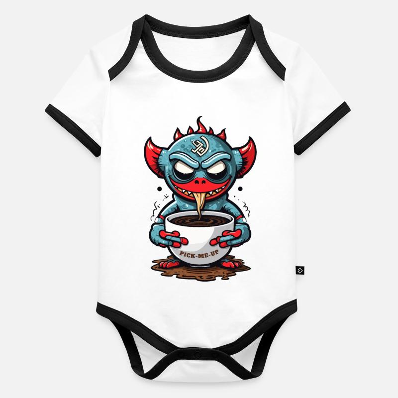 Kaffee Monster Baby Bio-Kurzarm-Kontrastbody