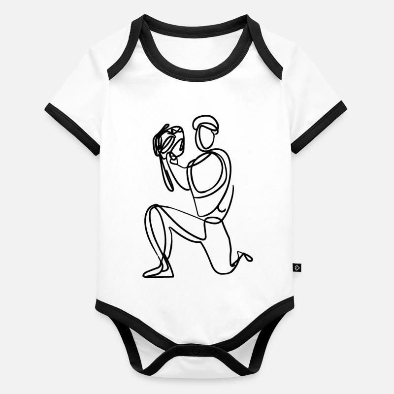 Baseball Catcher Sketch Organic Baby Contrasting Bodysuit