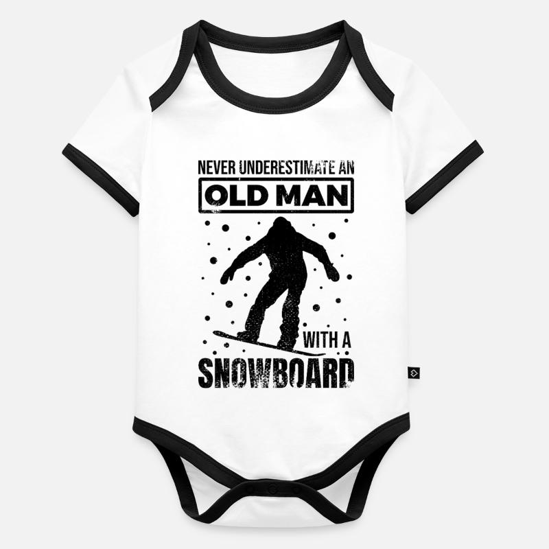 Never underestimate an old snowboarder Organic Baby Contrasting Bodysuit