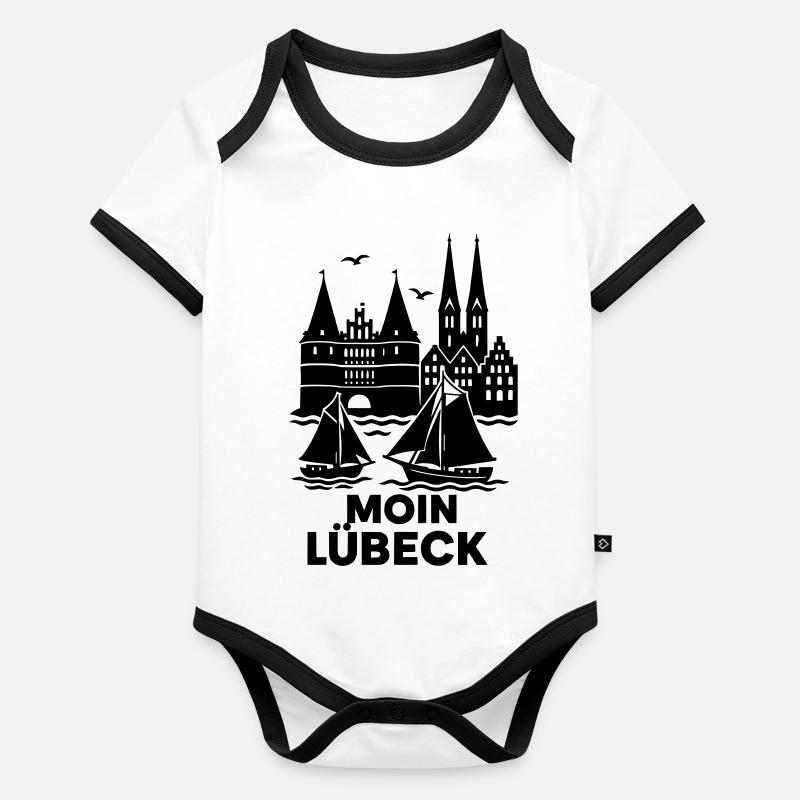 Lübeck Silhouette Moin Baby Bio-Kurzarm-Kontrastbody
