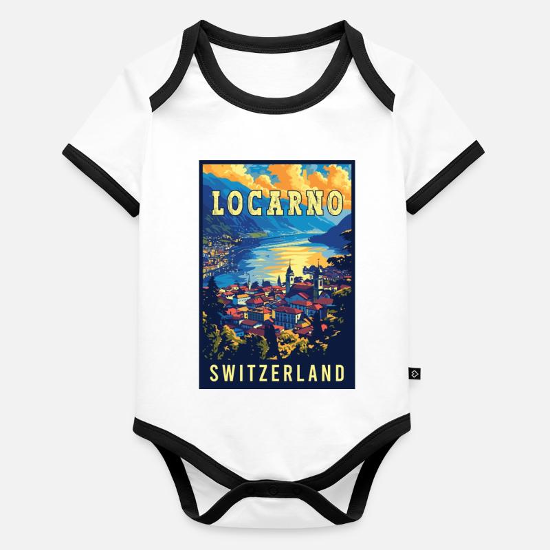 Explore Tranquility in Locarno - Switzerland Organic Baby Contrasting Bodysuit