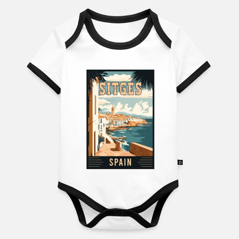 Erleben Sie den lebendigen Charme von Sitges in Spanien Baby Bio-Kurzarm-Kontrastbody