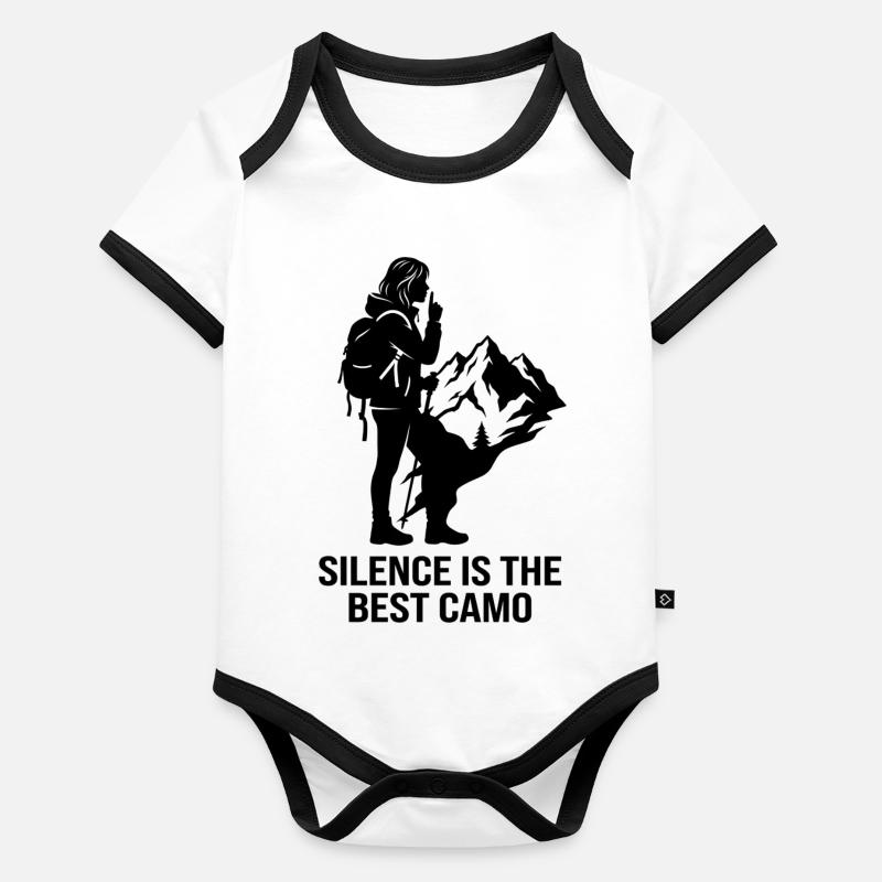 Silence Is The Best Camo Mountain Hiker Organic Baby Contrasting Bodysuit
