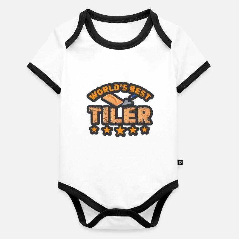 Lustiger Fliesenleger Spruch Handwerker Baby Bio-Kurzarm-Kontrastbody