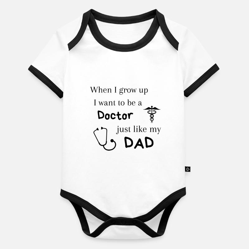 Ich möchte Arzt werden wie Papa Baby Bio-Kurzarm-Kontrastbody