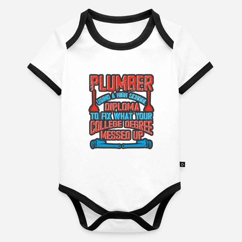 Handwerker Installateur Spruch Klempner Baby Bio-Kurzarm-Kontrastbody